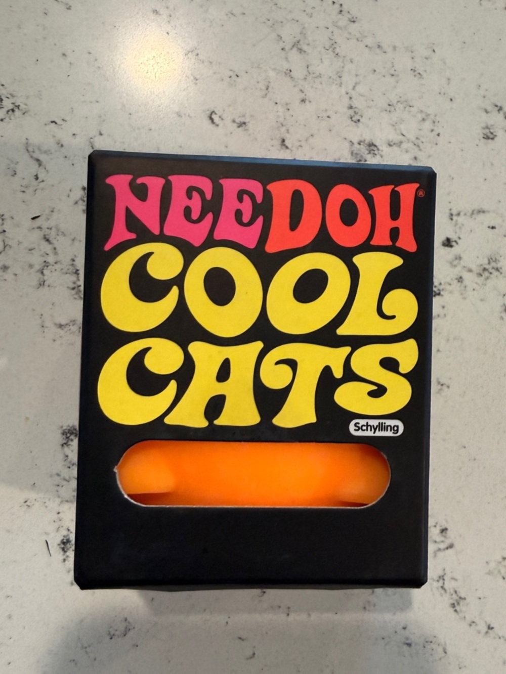 Needoh Cool Cats Cat- Squishy Squeeze Stress Fidgit Toy Orange Schylling NEW!!